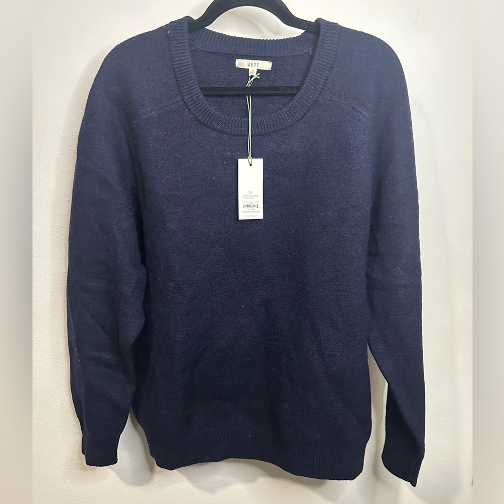 NWT AE77 / American Eagle Outfitters Deep Blue Cashmere Crewneck Sweater